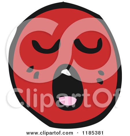 Cartoon of a Round Face Character Singing - Royalty Free Vector Illustration by lineartestpilot