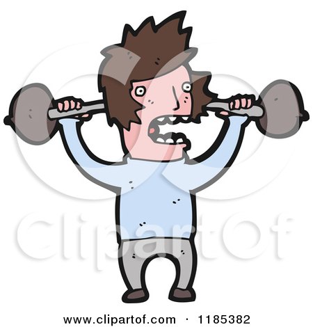Cartoon of a Man Lifting a Barbell - Royalty Free Vector Illustration by lineartestpilot