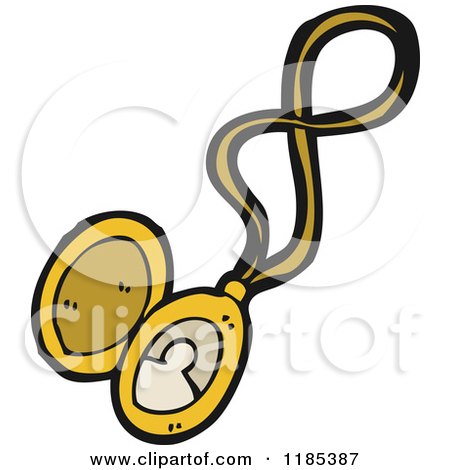 Cartoon of a Golden Ladies Locket - Royalty Free Vector Illustration by lineartestpilot