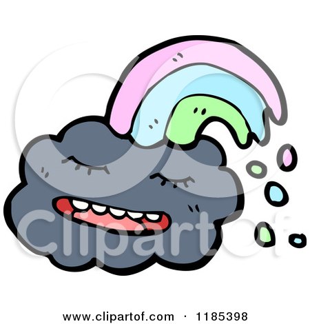 Cartoon of a Storm Cloud with a Rainbow - Royalty Free Vector Illustration by lineartestpilot