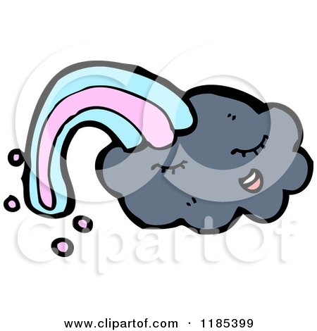 Cartoon of a Storm Cloud with a Rainbow - Royalty Free Vector Illustration by lineartestpilot