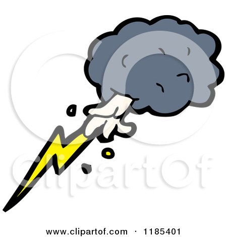 Cartoon of a Storm Cloud with Lightning - Royalty Free Vector Illustration by lineartestpilot
