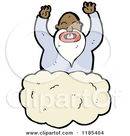 Cartoon of an African American God in the Heavens - Royalty Free Vector Illustration by lineartestpilot