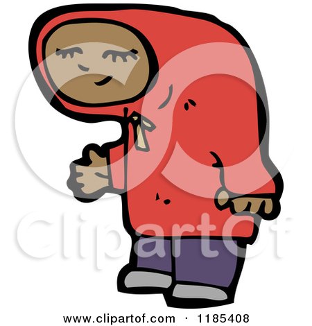 Cartoon of a Child Wearing a Hoodie - Royalty Free Vector Illustration by lineartestpilot