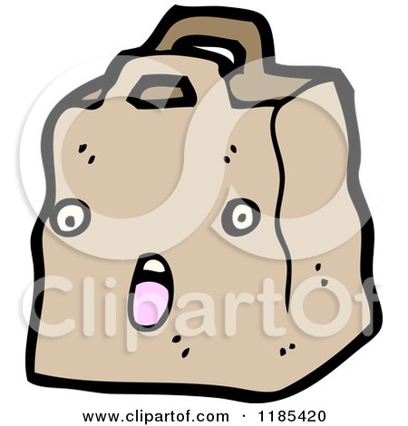 Cartoon of a Brown Paper Bag with a Face - Royalty Free Vector Illustration by lineartestpilot