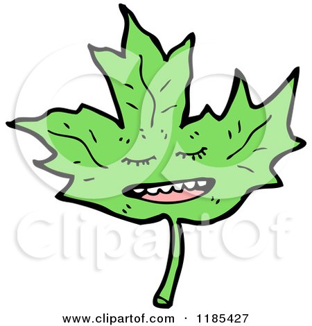 Cartoon of a Leaf with a Face - Royalty Free Vector Illustration by lineartestpilot