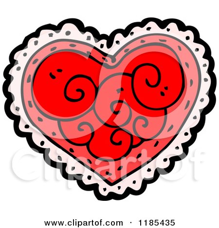Cartoon of a Lace Valentine Heart - Royalty Free Vector Illustration by lineartestpilot
