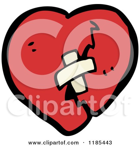 Cartoon of a Broken Heart with Bandage - Royalty Free Vector Illustration by lineartestpilot