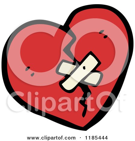Cartoon of a Broken Heart with Bandage - Royalty Free Vector Illustration by lineartestpilot