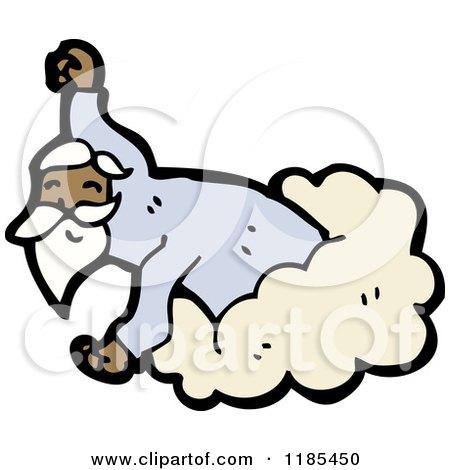 Cartoon of an African American God in the Heavens - Royalty Free Vector Illustration by lineartestpilot