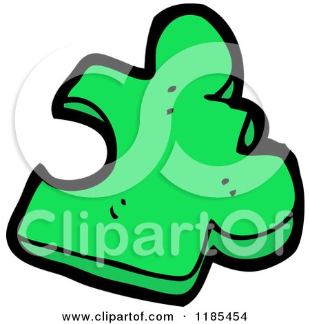 Cartoon of a Green Puzzle Piece - Royalty Free Vector Illustration by lineartestpilot