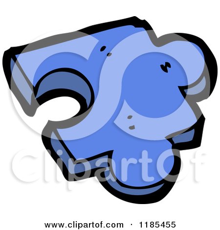 Cartoon of a Blue Puzzle Piece - Royalty Free Vector Illustration by lineartestpilot