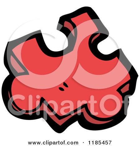 Cartoon of a Red Puzzle Piece - Royalty Free Vector Illustration by lineartestpilot