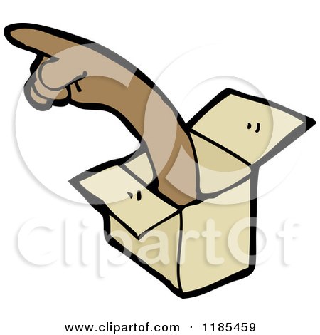 Cartoon of Am Arm Coming out of a Box - Royalty Free Vector Illustration by lineartestpilot