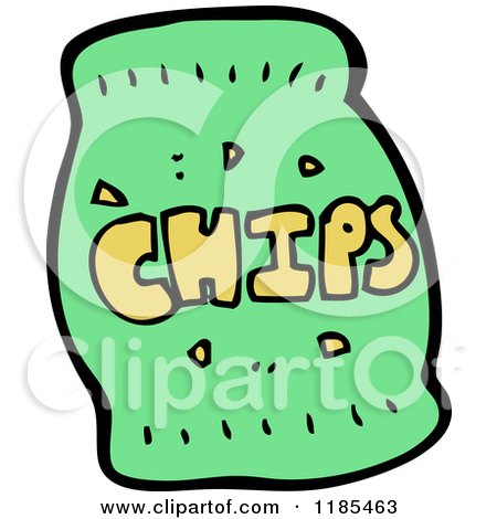 Cartoon of a Bag of Chips - Royalty Free Vector Illustration by lineartestpilot