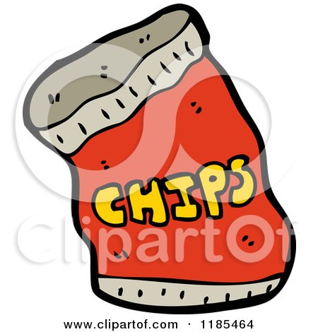 Cartoon of a Bag of Chips - Royalty Free Vector Illustration by lineartestpilot