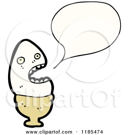 Cartoon of an Egg Person Character Speaking - Royalty Free Vector Illustration by lineartestpilot