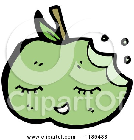Cartoon of a Half Eaten Green Apple - Royalty Free Vector Illustration by lineartestpilot