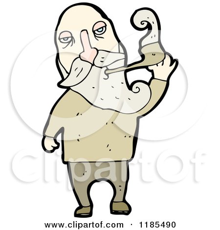 Cartoon of an Old Man Smoking a Pipe - Royalty Free Vector Illustration by lineartestpilot