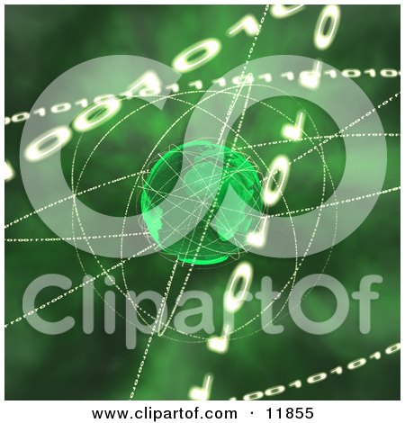 Binary Coding Forming Rings Around Green Earth Clipart Picture by AtStockIllustration
