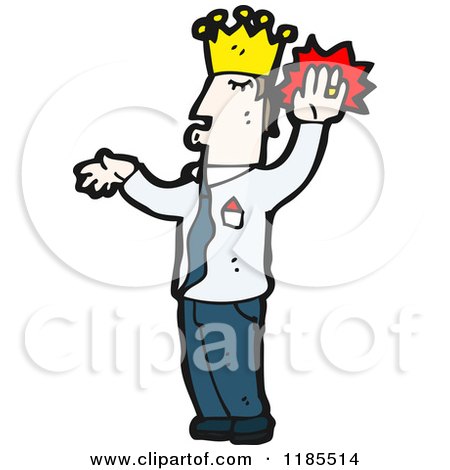 Cartoon of a Man Wearing a Crown - Royalty Free Vector Illustration by lineartestpilot