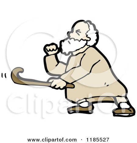 Cartoon of an Elderly Man with a Cane - Royalty Free Vector Illustration by lineartestpilot