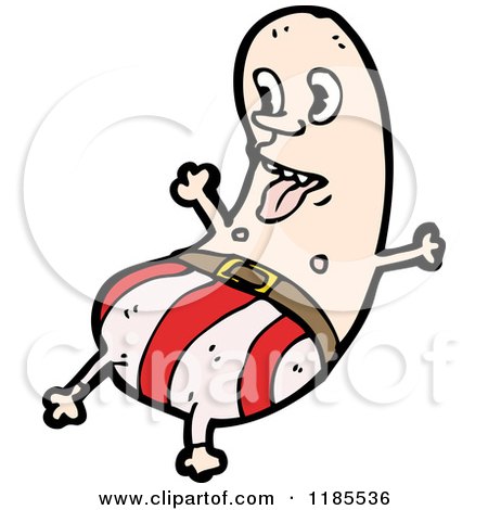 Cartoon of a Shirtless Bean Man - Royalty Free Vector Illustration by lineartestpilot