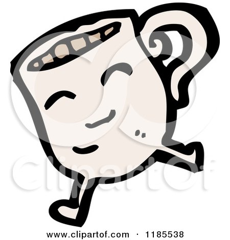Cartoon of a Dancing Teacup - Royalty Free Vector Illustration by lineartestpilot