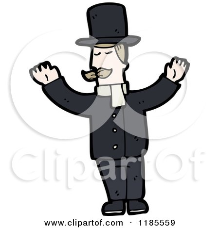 Cartoon of a Man Wearing a Top Hat - Royalty Free Vector Illustration by lineartestpilot