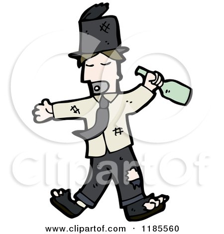 Cartoon of a Drunk Man - Royalty Free Vector Illustration by lineartestpilot