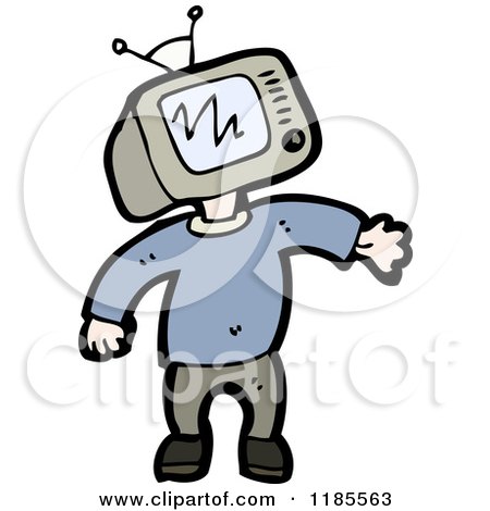 Cartoon of a Man with a Television Head - Royalty Free Vector Illustration by lineartestpilot