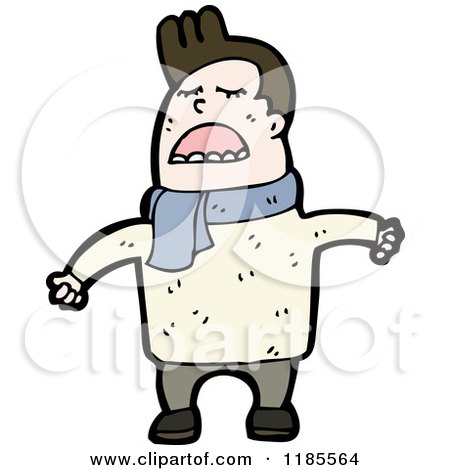 Cartoon of a Man Wearing a Scarf - Royalty Free Vector Illustration by lineartestpilot
