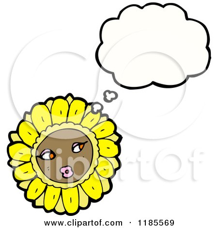 Cartoon of a Sunflower Thinking - Royalty Free Vector Illustration by lineartestpilot