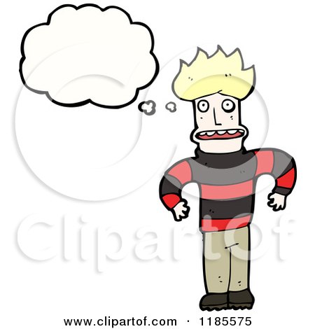 Cartoon of a Frightened Man Thinking - Royalty Free Vector Illustration by lineartestpilot