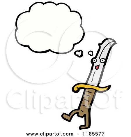 Cartoon of a Buck Knife Thinking - Royalty Free Vector Illustration by lineartestpilot