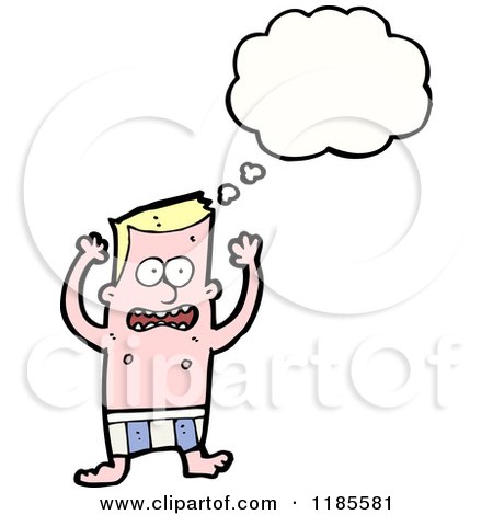Cartoon of a Sunburned Man Thinking - Royalty Free Vector Illustration by lineartestpilot