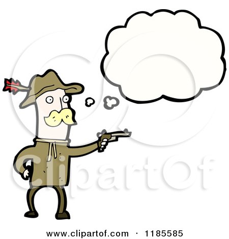 Cartoon of an Indian Fighter Thinking - Royalty Free Vector Illustration by lineartestpilot