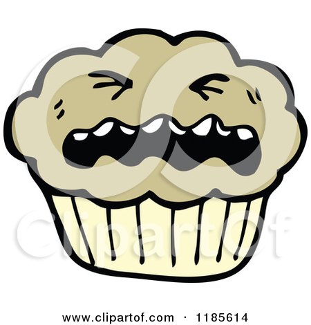 Cartoon of a Muffin with a Face - Royalty Free Vector Illustration by lineartestpilot