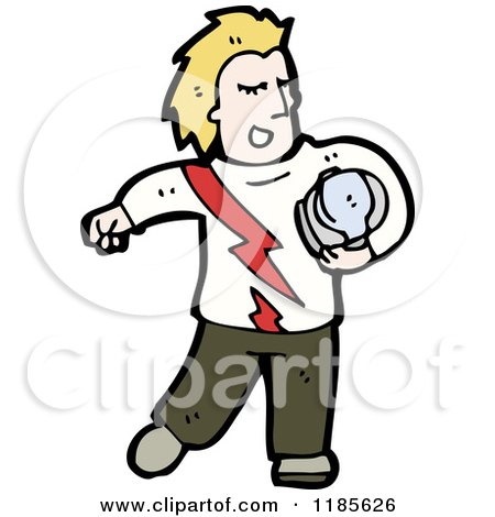 Cartoon of a Man Wearing a Shirt with a Lightning Bolt - Royalty Free Vector Illustration by lineartestpilot