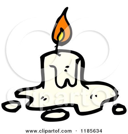 Cartoon of a Flaming Melted Candle - Royalty Free Vector Illustration by lineartestpilot