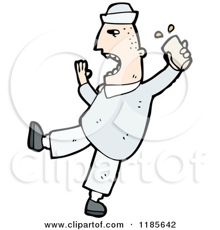 Cartoon of a Sailor Drinking - Royalty Free Vector Illustration by lineartestpilot