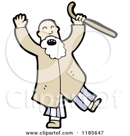 Cartoon of an Old Man with a Cane - Royalty Free Vector Illustration by lineartestpilot
