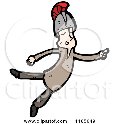 Cartoon of a Man Wearing a Roman Helmut - Royalty Free Vector Illustration by lineartestpilot