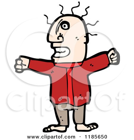 Cartoon of a Bald Barefoot Man - Royalty Free Vector Illustration by lineartestpilot