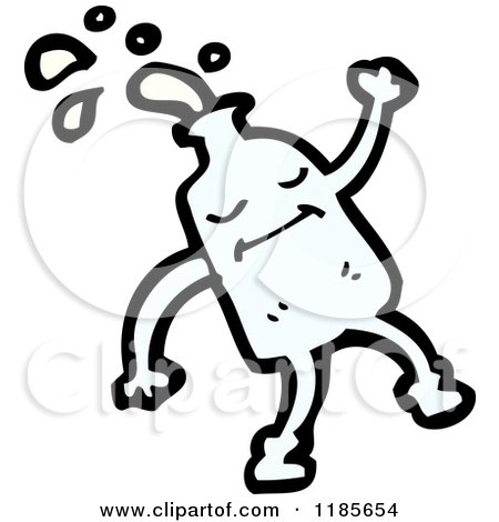 Cartoon of a Dancing Milk Bottle - Royalty Free Vector Illustration by lineartestpilot