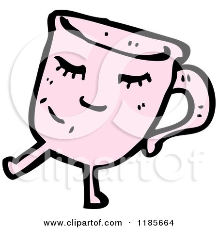 Cartoon of a Dancing Teacup - Royalty Free Vector Illustration by lineartestpilot