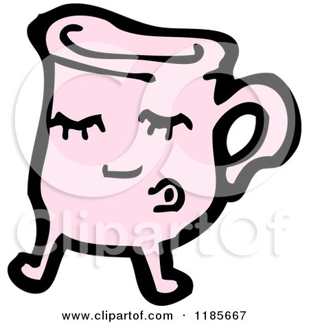 Cartoon of a Dancing Whistling Teacup - Royalty Free Vector Illustration by lineartestpilot