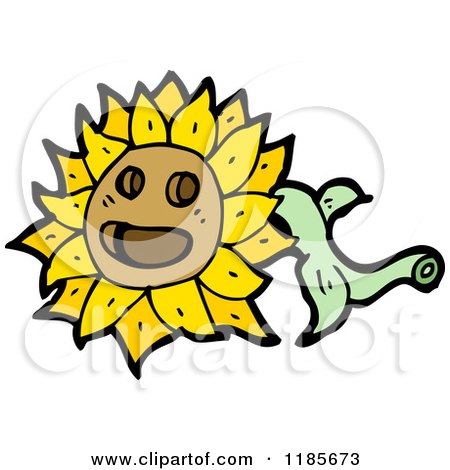 Cartoon of a Sunflower - Royalty Free Vector Illustration by lineartestpilot