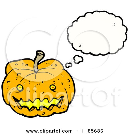 Cartoon of a Jack-o-Lantern Thinking - Royalty Free Vector Illustration by lineartestpilot