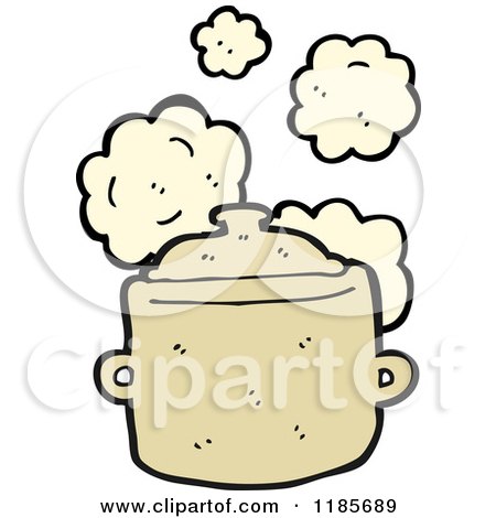 Cartoon of a Steaming Pot - Royalty Free Vector Illustration by lineartestpilot